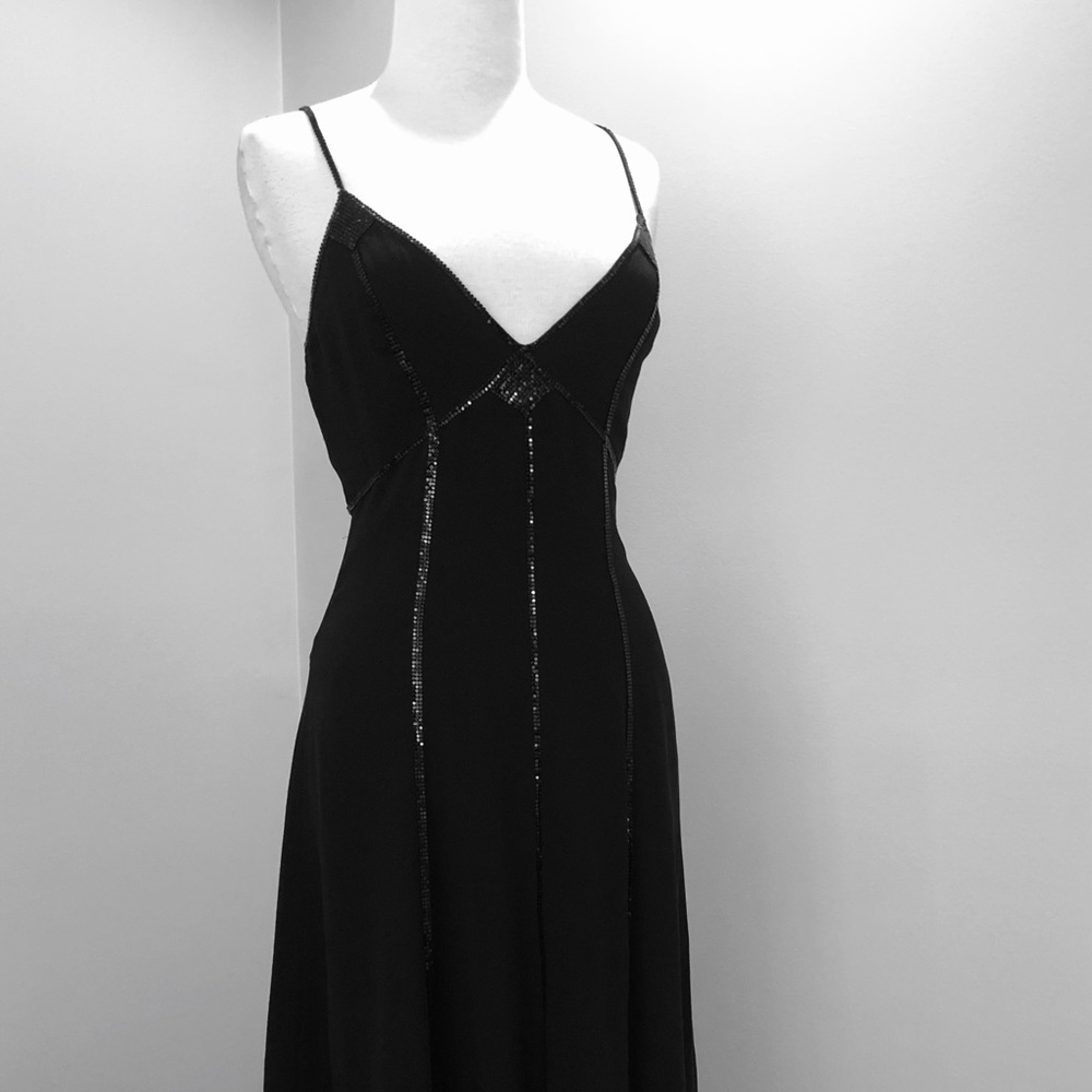 DNKNY Silk spaghetti strap midi A-line dress